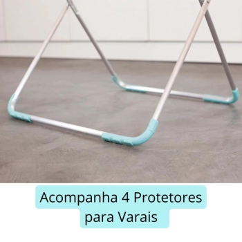 Kit Varal Branco com Abas 1,43 M + 1 Cesta + 60 Grampos + 4 Protetores de Varal