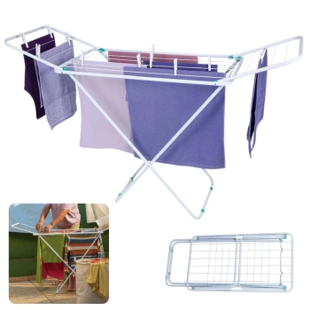 Varal Retrtil de Cho Branco 1,43 M com Abas Slim Portatil + 2 Mini Varais Redondo + 48 Prendedores