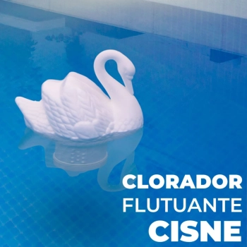 Kit Clorador Flutuante Cisne Fluorescente + Pastilha de Cloro 3 em 1 Piscina
