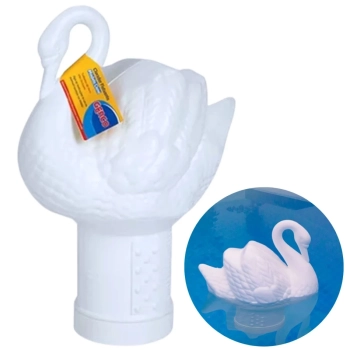 Kit Clorador Flutuante Cisne Branco + 2 Pastilhas de Cloro 3 em 1 Piscina