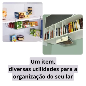 Kit 3 Cestos Organizadores de Ao Cromado 24 Cm Estante Multiuso Suspensa