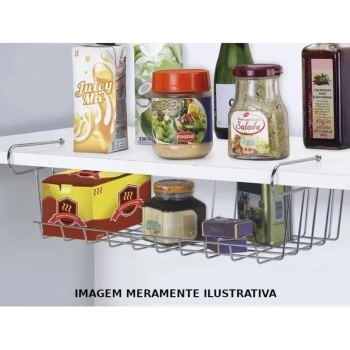Kit 3 Cestos Organizadores de Ao Cromado 24 Cm Estante Multiuso Suspensa