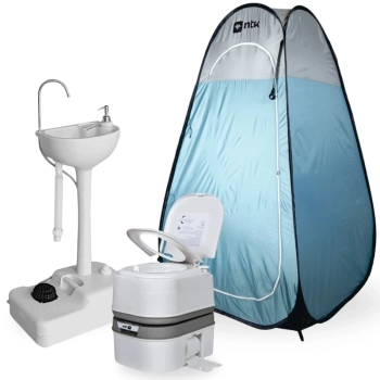 Kit Barraca Banheiro Pop Up + Vaso Sanitrio Porta Potti 24 L Ecocamp + Pia Lavatrio Porttil 17l