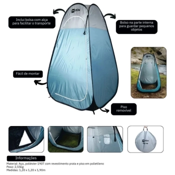 Kit Banheiro Porttil Vaso Sanitrio Compacto Ecocamp Light 15 L + Trocador Pop Up Nautika