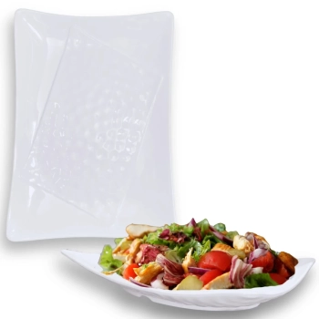 Kit 2 Travessas para Salada / Fruteira 37,3 Cm + 1 Travessa Retangular 30 Cm Melamina Branca Restaurante