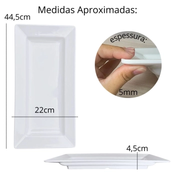 Kit 2 Travessas 44,5 Cm + 4 Tigelas 500 Ml Oval Angular + 4 Tigelas 250 Ml Quadradas