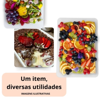 Travessa Prato 30 Cm Retangular para Buffet Restaurante Cozinha Melamina Premium Resistente Branca