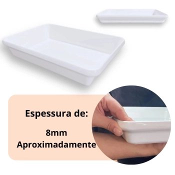 Travessa Prato 30 Cm Retangular para Buffet Restaurante Cozinha Melamina Premium Resistente Branca
