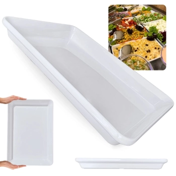 Kit 2 Travessas 44,5 Cm + Travessa 40 Cm Retangulares + 4 Molheiras em Melamina Premium para Buffet