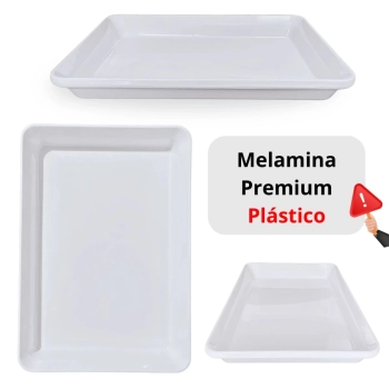 Travessa 40cm Prato Retangular para Buffet Restaurante Cozinha em Melamina Premium