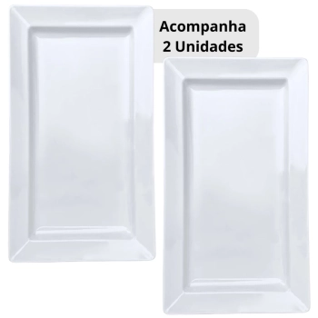 Kit 2 Travessas 56 Cm Retangular para Buffet Restaurante Sushi em Melamina Premium
