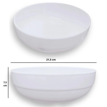Kit 2 Travessas 30 Cm Retangular + 3 Tigelas 1,5 L Cumbuca Redonda Melamina Profissional Restaurante