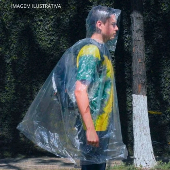 Poncho Capa de Chuva com Capuz Impermevel para Emergencia Adulto em Pvc Transparente Camping e Pesca
