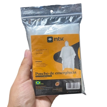Poncho Capa de Chuva com Capuz Impermevel para Emergencia Adulto em Pvc Transparente Camping e Pesca