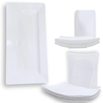 Kit Travessa Grande 56 Cm + 2 Travessas para Salada 37,3 Cm + 2 Travessas 30 Cm Curvadas Melamina