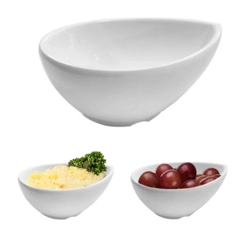 Kit 2 Travessas para Salada / Fruteira + 4 Travessas de 24,8 Cm Melamina + 4 Tigelas Molheira Formato de Gota