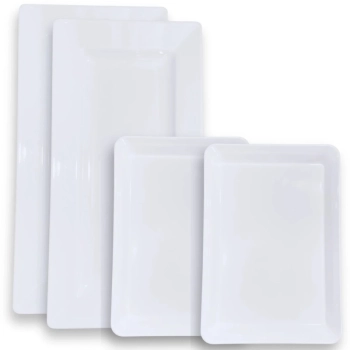 Kit 4 Travessas Retangulares de 40 Cm e 56 Cm Prato Buffet Restaurante Melamina Premium