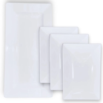 Kit Travessa 56 Cm Retangular + 3 Travessas 40,5 Cm Retangular Restaurante Buffet Sushi