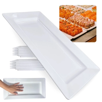 Kit 10 Travessas de 44,5 Cm Retangular para Buffet Sushi Restaurante em Melamina