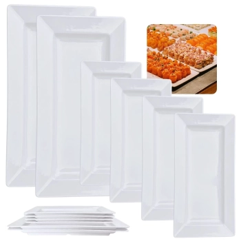 Kit 4 Travessas 44,5 Cm Retangular + 2 Travessas 56 Cm para Restaurante Buffet em Melamina