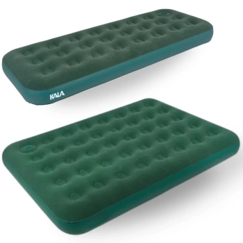 Kit Colchao Inflvel Casal + Colchao Inflvel Solteiro com Inflador de Pe Kala Verde Camping Pesca