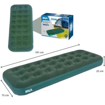 Kit Colchao Inflvel Casal + Colchao Inflvel Solteiro com Inflador de Pe Kala Verde Camping Pesca
