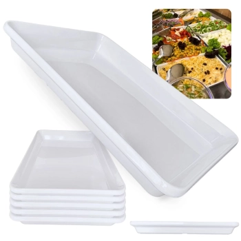 Kit 5 Travessas 40cm Prato Retangular para Buffet Restaurante Cozinha Melamina Premium