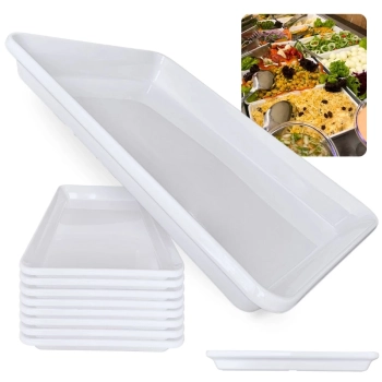 Kit 8 Travessas 40 Cm Prato Retangular para Buffet Restaurante Cozinha Melamina Premium