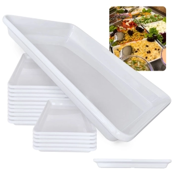 Kit 15 Travessas 40 Cm Prato Retangular para Buffet Restaurante Cozinha Melamina Premium