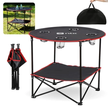 Mesa de Camping Pesca Dobrvel Porttil Lua em Ao com 4 Porta Copos e Fcil Montagem Ntk