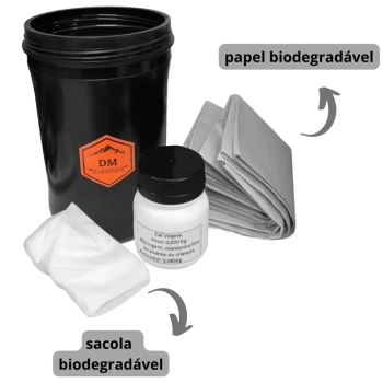 Kit Shit Tube Pote 2,5 Litros Coletor Porta Dejeto Camping Trilha + 10 Pastilhas Purificadoras de gua
