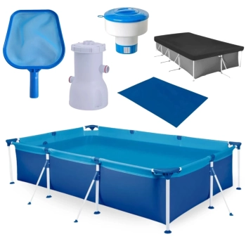 Kit Piscina 3700 L Estrutural + Filtro 110v 2.200 L/H Mor + Peneira + Clorador + Forro + Capa