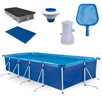 Kit Piscina 7600 Litros Premium + Forro + Capa + Filtro 220v 2.200 L/H Mor + Peneira + Flutuador