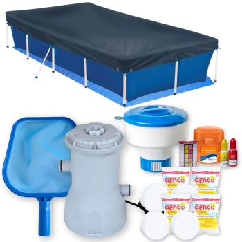 Kit Piscina 3000 L + Capa + Forro Filtro 220v Mor + Peneira + Avaliador Ph/Cloro + Flutuador + Cloro