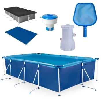 Piscina 5000 Litros Premium + Capa + Forro + Filtro 220v 2.200 L/H Mor + Peneira + Clorador