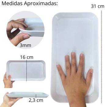 Kit 2 Travessas 31cm Buffet Restaurante Poro + 2 Travessas 35cm Retangulares Rasas em Melamina
