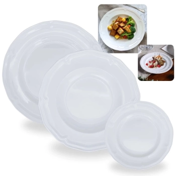 Kit Conjunto 8 Pratos Fundos 22,5 Cm + 8 Pratos Rasos 26,5 Cm + 8 Pratos de Sobremesa 17 Cm Melamina / Pl�stico