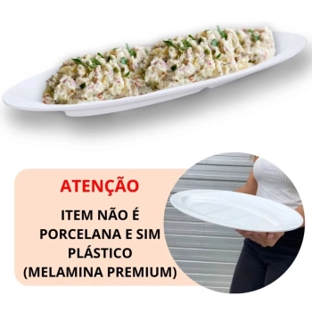 Kit Conjunto de 4 Pratos Fundos 22,5 + 4 Pratos Rasos 26,5 Cm + Travessa Oval 60 Cm para Buffet Melamina / Pl�stico