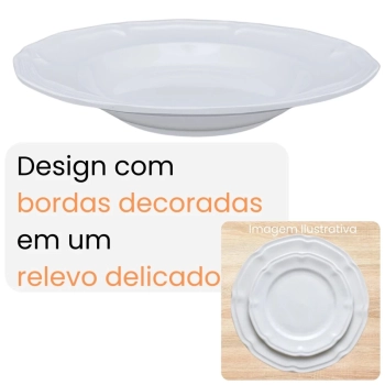 Kit Conjunto de 4 Pratos Fundos 22,5 + 4 Pratos Rasos 26,5 Cm + Travessa Oval 60 Cm para Buffet Melamina / Pl�stico