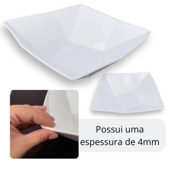 Kit 2 Travessas Ovais Rasas 45,5 Cm Buffet + 3 Tigelas Quadradas 32,5 Cm Restaurante Melamina Profissional