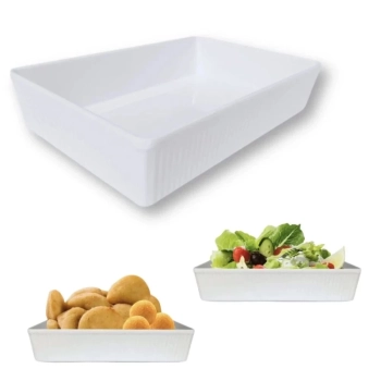 Kit Travessa 49 Cm Retangular Funda para Buffet + 4 Travessas Onduladas 25,3 Cm Melamina / Plstico