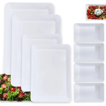 Kit 2 Travessas 40cm + 2 Travessas 30cm + 4 Travessas 22,5cm Retangulares para Buffet Restaurante