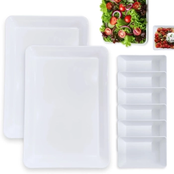 Kit 2 Travessas 40 Cm Retangulares + 6 Travessas Pequenas 22,5 Cm para Buffet em Melamina