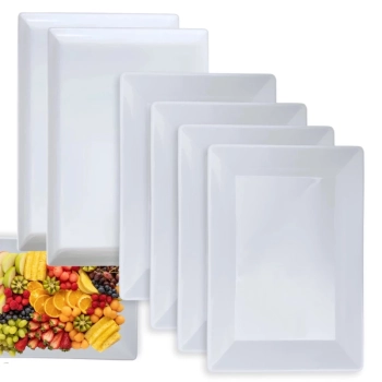 Kit 4 Travessas Fundas para Buffet 35 Cm + 2 Travessas Rasas 35 Cm Retangulares em Melamina