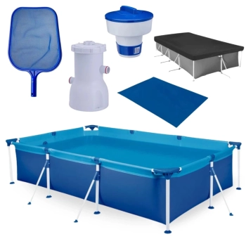 Kit Piscina 3700 Lts em Ao + Filtro 110v 2.200 L/H Mor + Peneira + Flutuador + Forro e Capa