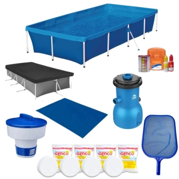 Kit Piscina 3000l+ Capa + Forro + Filtro 110v + Peneira + Prova Ph/Cloro + Clorador + Pastilha Cloro