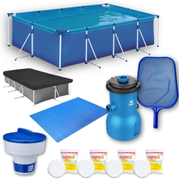Piscina 5000 L + Capa, Forro + Filtro 110v 3028 L/H + Clorador + Peneira + Pastilha de Cloro
