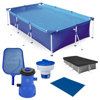 Kit Piscina 2500 Litros + Capa e Forro + Filtro 110v 3028 L/H + Flutuador + Peneira