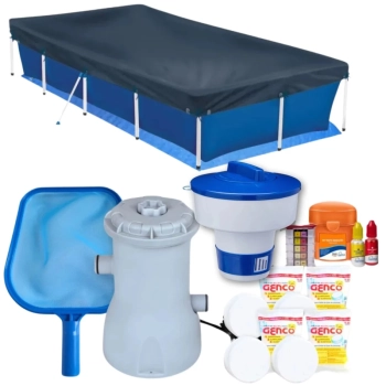Kit Piscina 3000 L + Capa, Forro + Filtro 220v Mor + Peneira + Prova Ph/Cloro + Flutuador + Pastilha Cloro