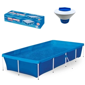 Kit Piscina de Armao 3000 Litros Mor Retangular + Clorador Flutuador Grande Netuno